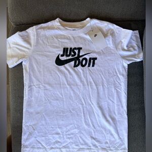 Nike White Tee with Black 'Just Do It' Logo
